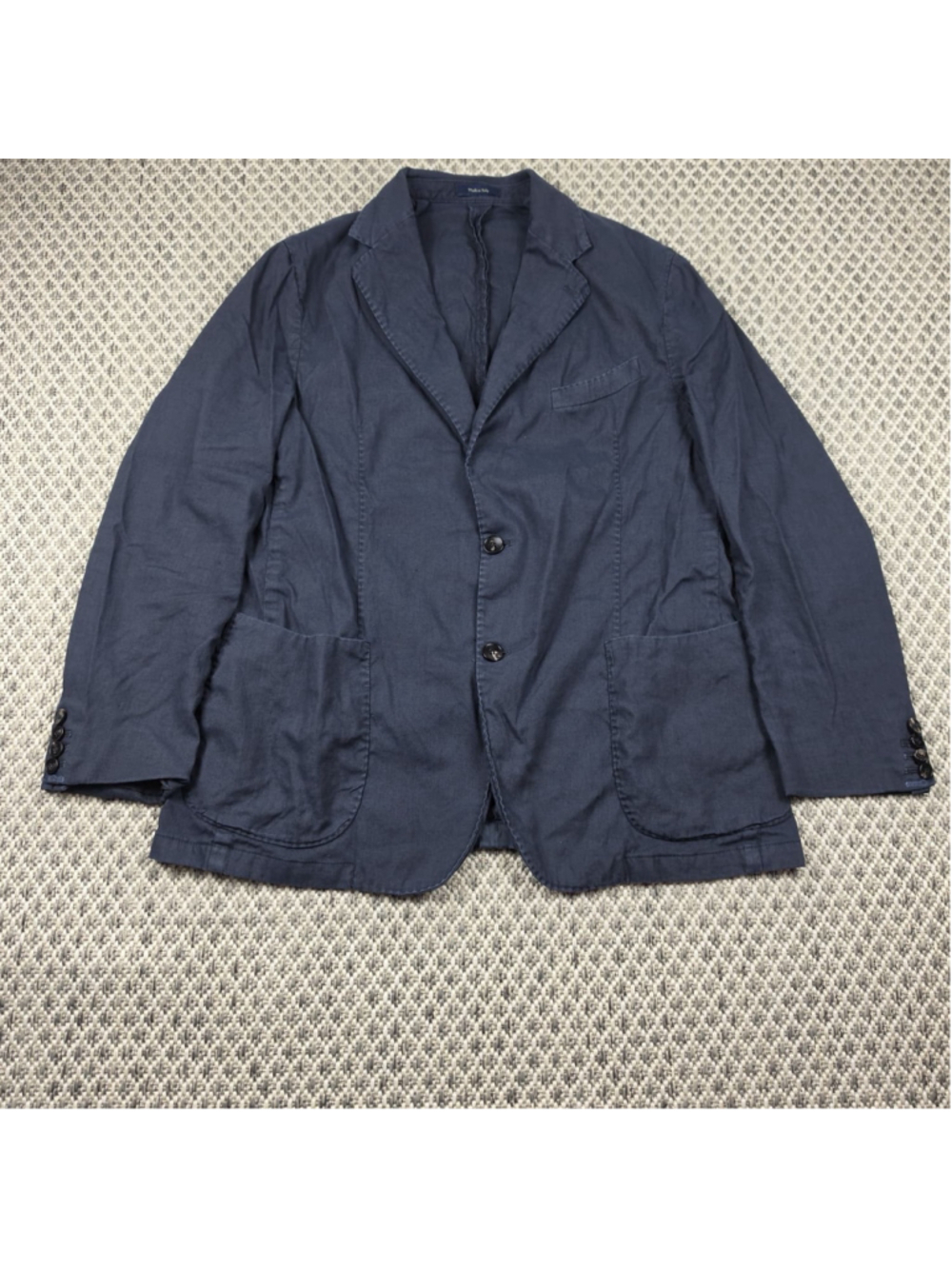 Guarinucci Napoli Italy Linen Cotton Sport Coat Blazer Navy Blue Size 54